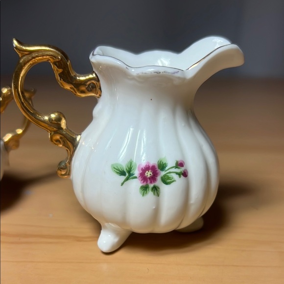 Vintage Mini Creamer and Sugar Bowl with Lid AND candle holders - Picture 3 of 12